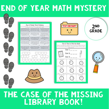 Preview of EOY Math Mystery 1: The Case of the Missing Library Book! | Gr 2