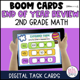 End of Year Math Review 2nd Grade Digital Boom Task Cards