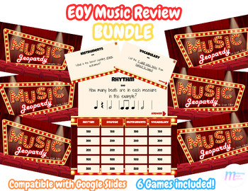 Preview of End of Year Music Game BUNDLE | Jeopardy Style K-5 Music Review Game BUNDLE