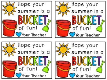 Preview of EOY Summer Bucket of Fun Gift Tag for Teacher or Students