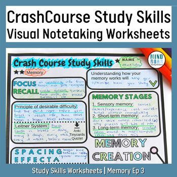 Preview of Study Skills Worksheet | Crash Course Memory | Study Skills Memory Worksheet