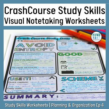 Preview of Study Skills Worksheet | Crash Course Ep 5 | Planning and organization skills