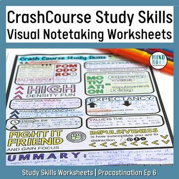 Preview of Study Skills Worksheet | Avoiding Procrastination | Crash Course Study Skills 6