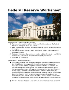 Preview of EPF Worksheet - Federal Reserve with KEY
