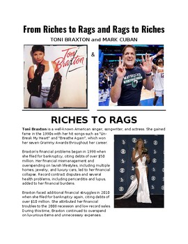 Preview of EPF Worksheet - TONI BRAXTON and MARK CUBAN (Rags to Riches Collection) w/ KEY