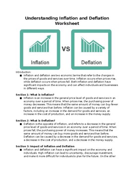 Preview of EPF Worksheet - Understanding Inflation and Deflation (with KEY)