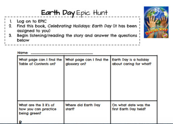 Preview of EPIC book Earth Day Scavenger Hunt