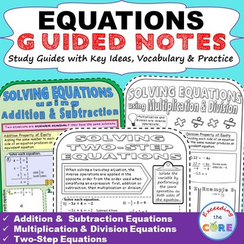 Preview of EQUATIONS Doodle Math - Interactive Notebooks (Guided Notes)