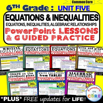 Preview of EQUATIONS & INEQUALITIES : 6th Grade PowerPoint Lessons DIGITAL RESOURCE BUNDLE
