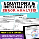 EQUATIONS & INEQUALITIES  -  Error Analysis  (Find the Error)
