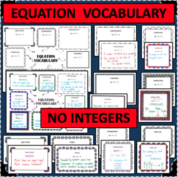 Preview of EQUATIONS VOCABULARY Graphic Organizer and Poster Activities NO INTEGERS
