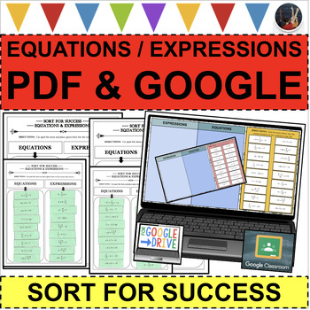 Preview of EQUATIONS vs. EXPRESSIONS in MATH SORT FOR SUCCESS (PDF & GOOGLE SLIDES)