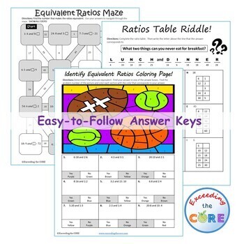 equivalent ratios and ratio table maze riddle coloring page math