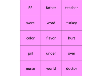 Preview of ER AR OR AIR EAR IRE VOCALIC R Flashcards
