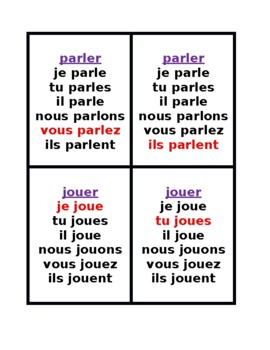 ER Verbs in French Verbes ER Jeu des Sept Familles by jer520 LLC