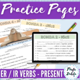 ER and IR Spanish Verb Conjugation Practice Worksheets | P