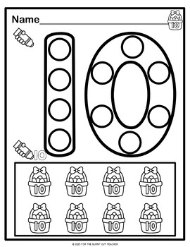 ERRORLESS EASTER EGG BASKET NUMBER NUMERAL DAUB dot dab dob worksheets