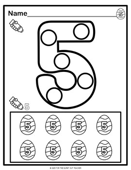 ERRORLESS EASTER EGG EGGS NUMBER NUMERAL DAUB dot dab dob worksheets