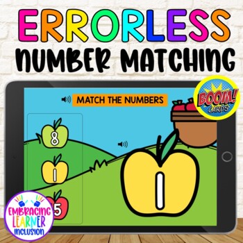 Preview of ERRORLESS Matching FALL APPLES NUMBERS  BOOM Learning Deck with Audio