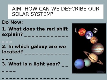 Preview of ES Solar System Power Point Presentation w/KEY