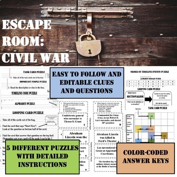 Preview of ESCAPE ROOM----CIVIL WAR