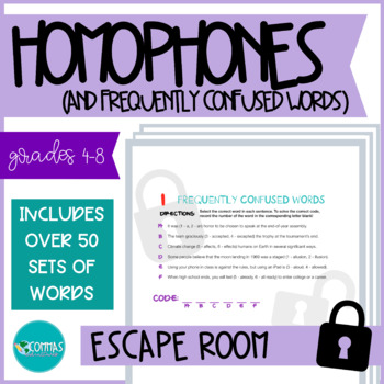 Preview of ESCAPE ROOM - Homophones & Frequently Confused Words