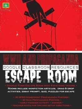 Preview of ESCAPE ROOM: WWII Propaganda - Google Classroom Version