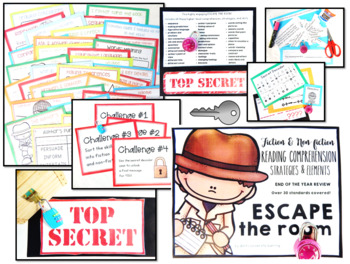 Preview of ESCAPE THE ROOM Fiction, Non-Fiction Reading Comprehension, Strategies, Elements