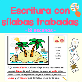 Preview of ESCRITURA CON SILABAS TRABADAS DIGITAL Y PAPEL K-2 WRITING USING BLENDS SPANISH