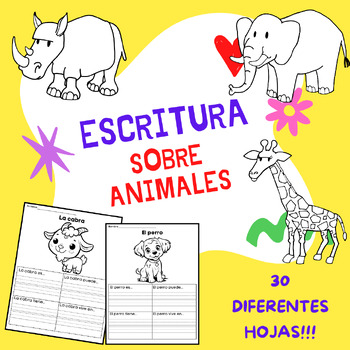 Preview of ESCRITURA SOBRE ANIMALES CON SENTENCE STARTERS! / SPANISH ANIMALS WRITING