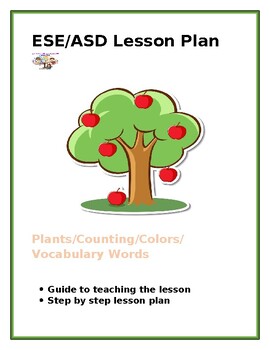 Preview of ESE/ASD Lesson plan (Plants/Counting/Colors/Vocabulary Words)