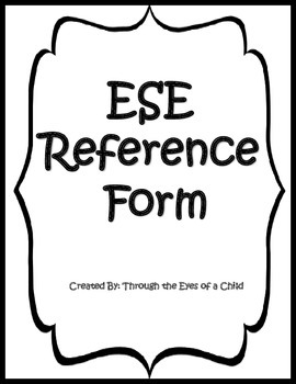Preview of ESE Reference Form