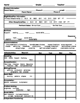 Preview of ESE Student Record Form