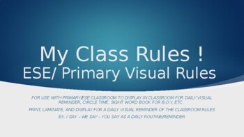 Preview of ESE Visual Classroom Rules *Editable*