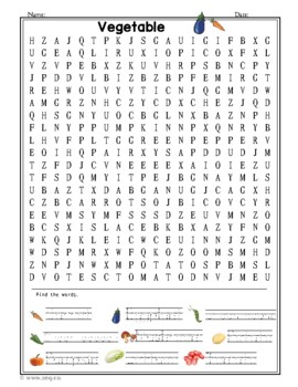 ESL-31 Vegetable- Word Search Find And Trace - vocabulary - with Answer Key