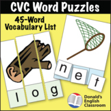 CVC Word Puzzles 45 Word Set ESL ELL Newcomer Activity