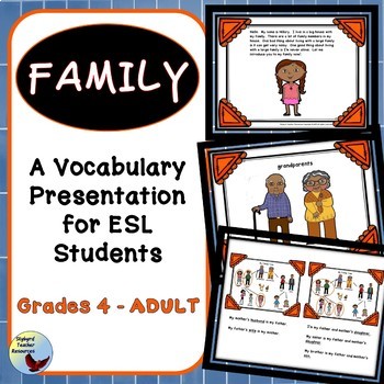 Preview of ESL Beginner Activities: Family Vocabulary Presentation Lesson