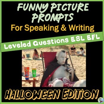 Preview of ESL Halloween Activities Funny Picture Prompts Writing & Speaking
