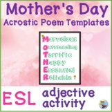 ESL Activities Mother's Day Adjectives Acrostic Poem Templates
