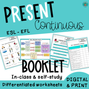 Preview of ESL Activities: Present Continuous Booklet - Worksheets and Charts