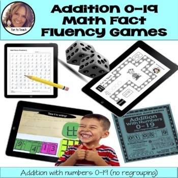 Preview of Addition Games 0-19 for 1st & 2nd Grade - Math Games - Place Value - Basic Facts
