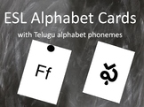 ESL Alphabet Letter Cards with Telugu to English Alphabet 