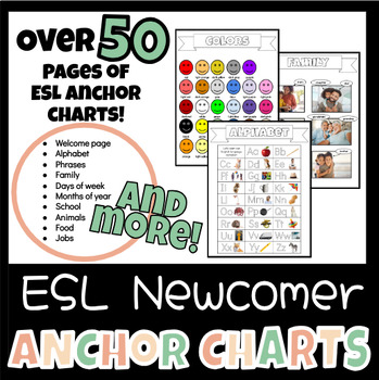 Preview of ESL Anchor Charts | Newcomers | ELL Beginner Anchor Charts | TESOL Packet | ENL