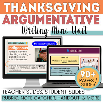 Preview of ESL Argumentative Writing - Thanksgiving Lessons - ELL - NO PREP