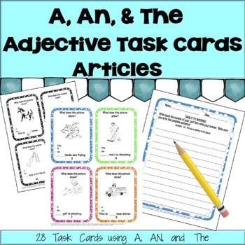 Preview of Articles A, An, & The Task Cards - Reading CCSS.L.1.1h - ESL Lesson Plans - EFL