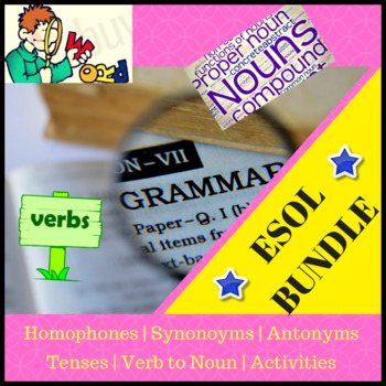 Preview of ESL BUNDLE - Verb To Be, Synonyms, Antonyms, Homophones, Nouns and more