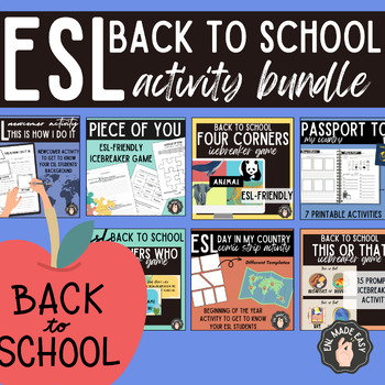 Preview of Back to School ESL First Week Games + Activities ELL