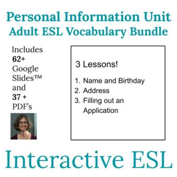 Preview of ESL Back to School Personal Information Unit Vocabulary and Spelling Bundle