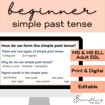 Preview of ESL-ELD Beginner & Newcomer (A1) | Simple Past Tense Unit