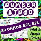 ESL Beginners Games Number BINGO Print & Google Drive